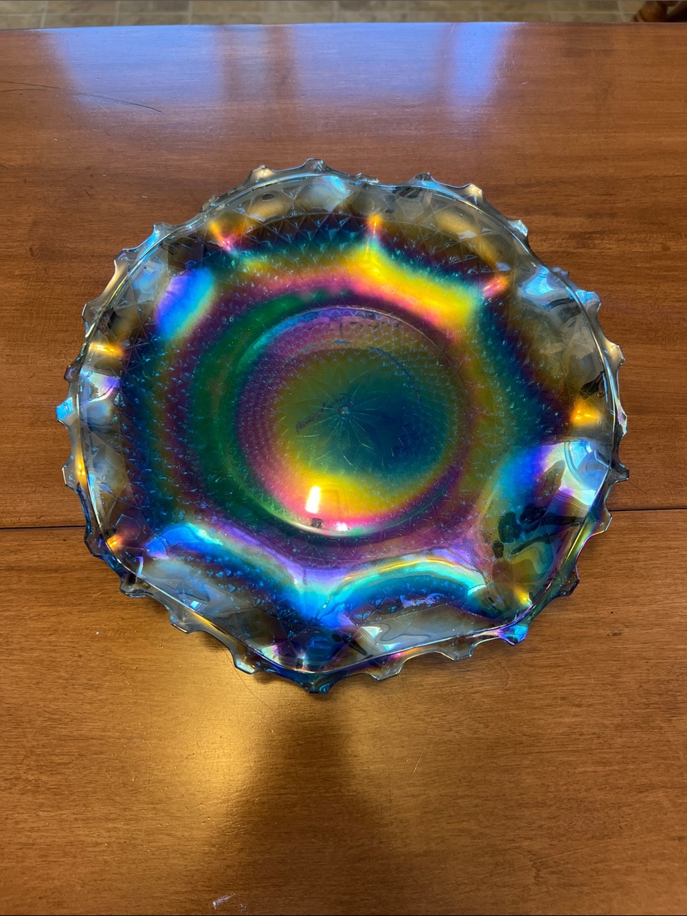 Vintage Iridescent Carnival  Decorative Glass Bowl - Multicolor